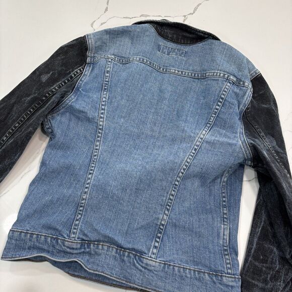 J Brand Jean Jacket Womens Size Medium Blue Black Denim Two Toned - Picture 9 of 9